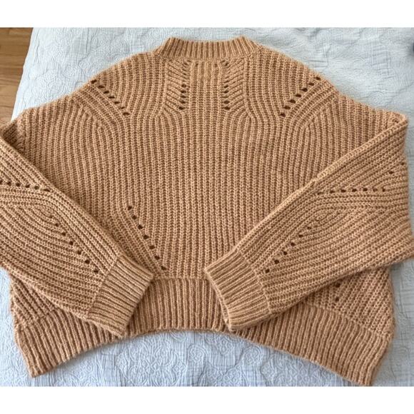 Elizabeth and James Sweater Womens XXL 2X Large Tan Tara Knit Open Stitch - Picture 6 of 7